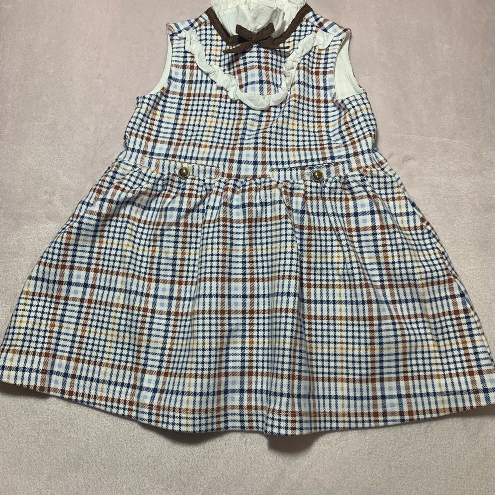 Plaid Sleeveless Dress with Bow